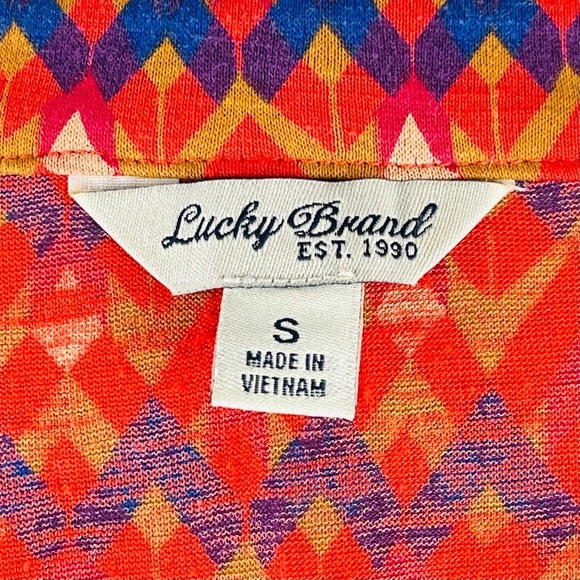 LUCKY BRAND Mirna Geo Top in Orange Chevron Size Small - Picture 8 of 10
